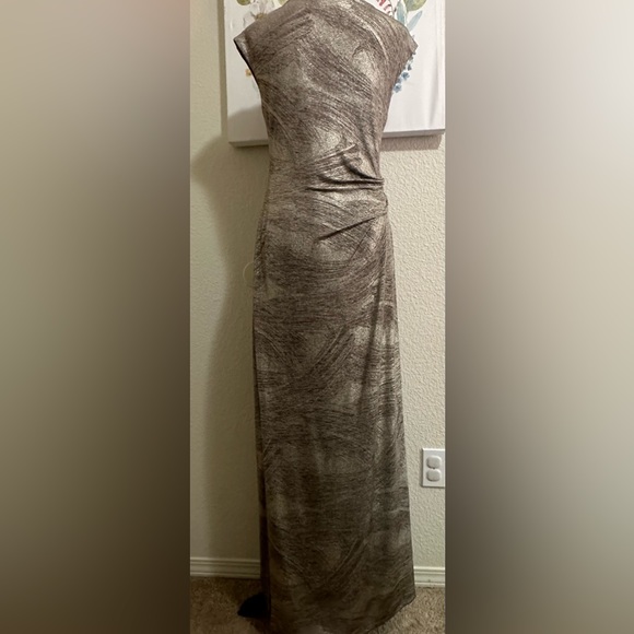 Connected Apparel Maren Gold Cowl Floor Length Dress Size 14P - Picture 2 of 6